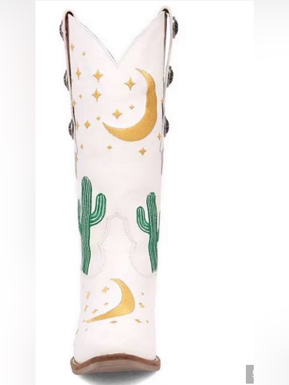 Dingo White Western Cactus Embroidered Mid-Calf Boots - Picture 5 of 9